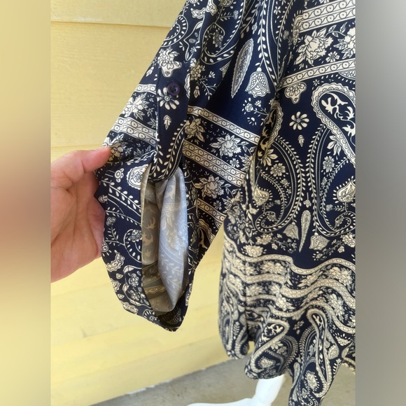 A.jesdani Women’s Top Blouse Plus 2XL Geometric 3/4 Roll Tab Sleeve V Neck - Picture 5 of 14